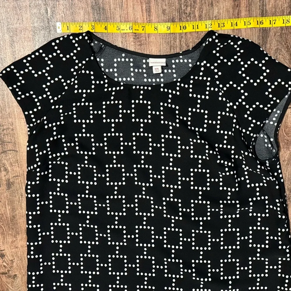 Merona Black and White Dot-Grid Shift Midi Dress - Picture 4 of 8